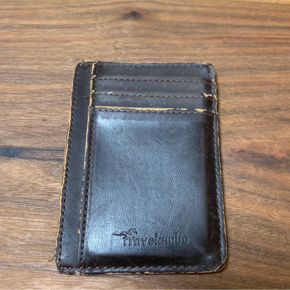 Card Wallet Brown Faux Leather Used but w/ Original Packaging See All Photos